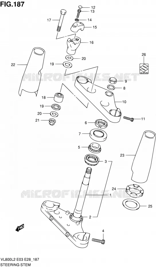STEERING COLUMN (VL800CL2 E33) Suzuki MOTO 800 VOLUSIA 2012  VL800CL2