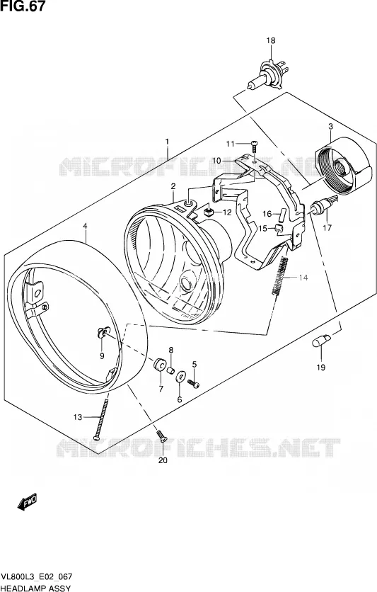 HEADLIGHT (VL800CL3 E19) Suzuki MOTO 800 VOLUSIA 2013  VL800C L3 (E19)