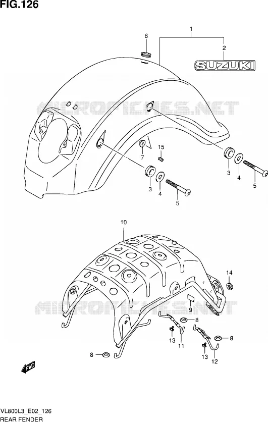 REAR FEDNER (VL800L3 E02) Suzuki MOTO 800 VOLUSIA 2013  VL800C L3 (E19)