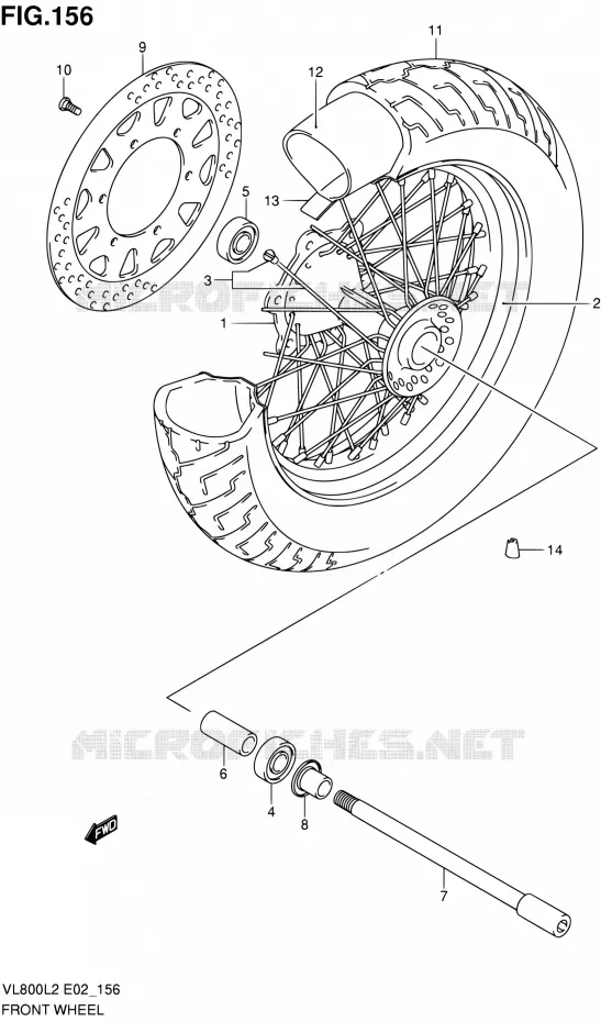 FRONT WHEEL (VL800TL2 E24) Suzuki MOTO 800 VOLUSIA 2012  VL800CUEL2