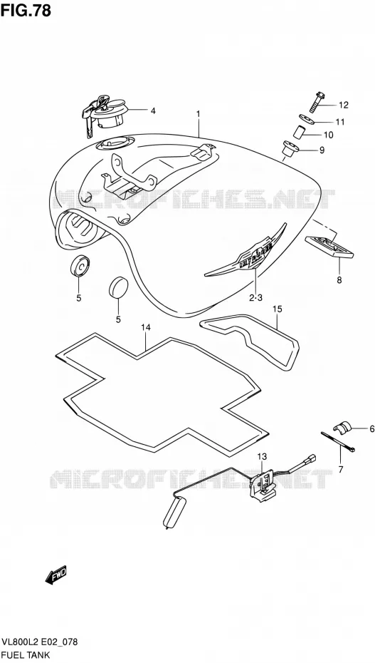 FUEL TANK (VL800CUEL2 E19) Suzuki MOTO 800 VOLUSIA 2012  VL800CUEL2
