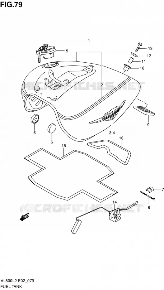 FUEL TANK (VL800TL2 E24) Suzuki MOTO 800 VOLUSIA 2012  VL800CUEL2