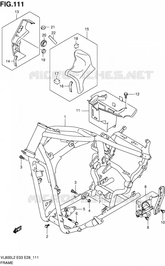 FRAME (VL800CL2 E28) Suzuki MOTO 800 VOLUSIA 2012  VL800TL2