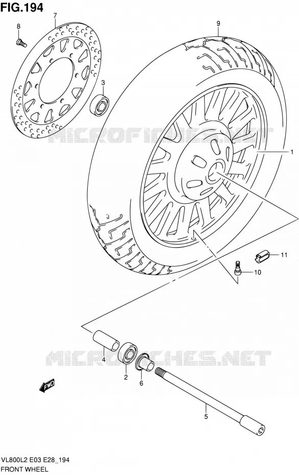 FRONT WHEEL (VL800CL2 E03) Suzuki MOTO 800 VOLUSIA 2012  VL800TL2