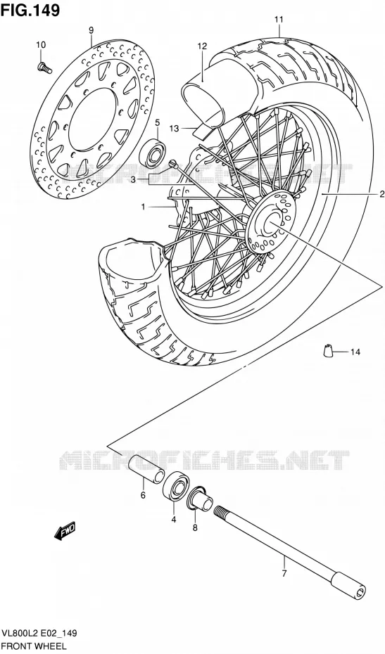 FRONT WHEEL (VL800L2 E19) Suzuki MOTO 800 VOLUSIA 2012  VL800UEL2