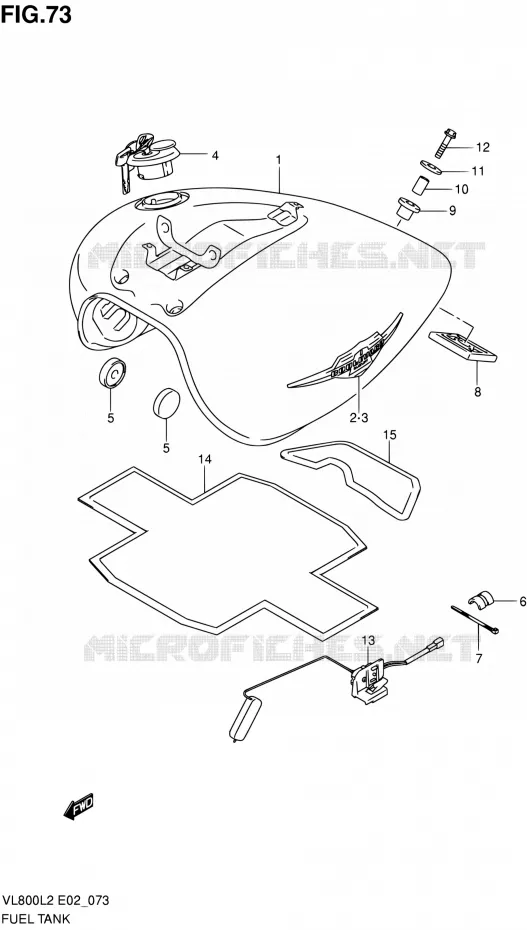 FUEL TANK (VL800L2 E24) Suzuki MOTO 800 VOLUSIA 2012  VL800UEL2