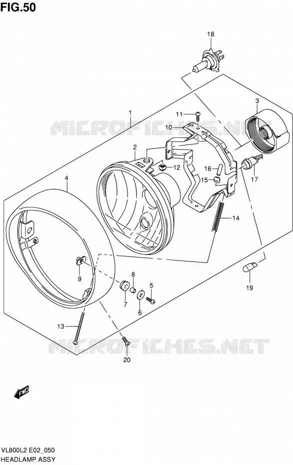 HEADLIGHT (VL800CL2 E02) Suzuki MOTO 800 VOLUSIA 2012  VL800UEL2