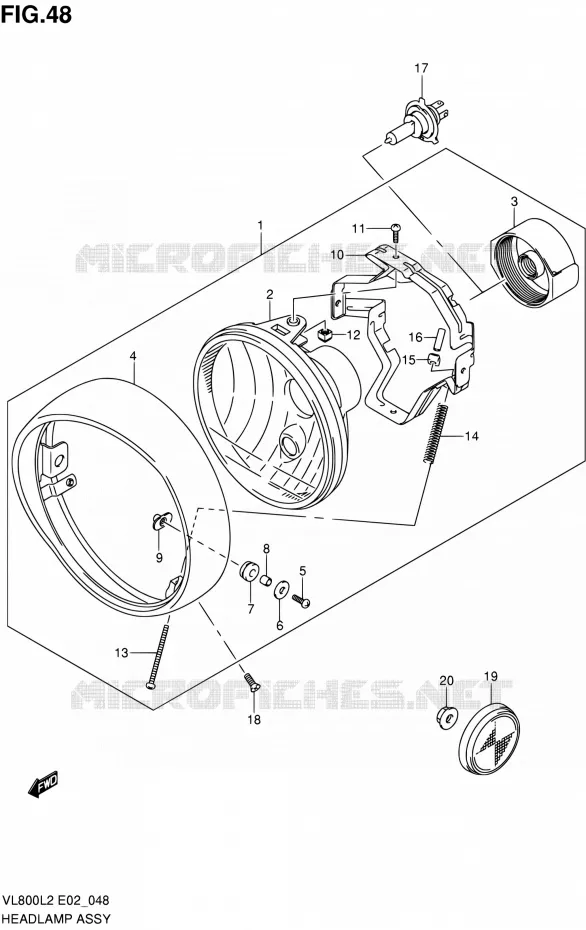 HEADLIGHT (VL800L2 E24) Suzuki MOTO 800 VOLUSIA 2012  VL800UEL2