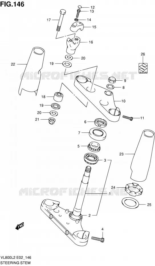 STEERING COLUMN (VL800CUEL2 E19) Suzuki MOTO 800 VOLUSIA 2012  VL800UEL2