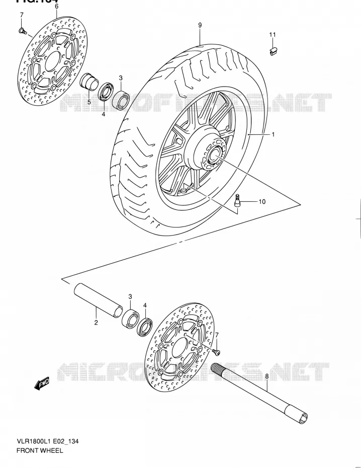 FRONT WHEEL (VLR1800L1 E02) Suzuki MOTO 1800 INTRUDER 2011  VLR1800L1(E19)