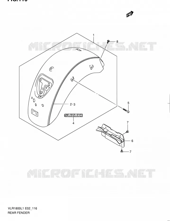 REAR FEDNER (VLR1800TL1 E24) Suzuki MOTO 1800 INTRUDER 2011  VLR1800L1(E19)