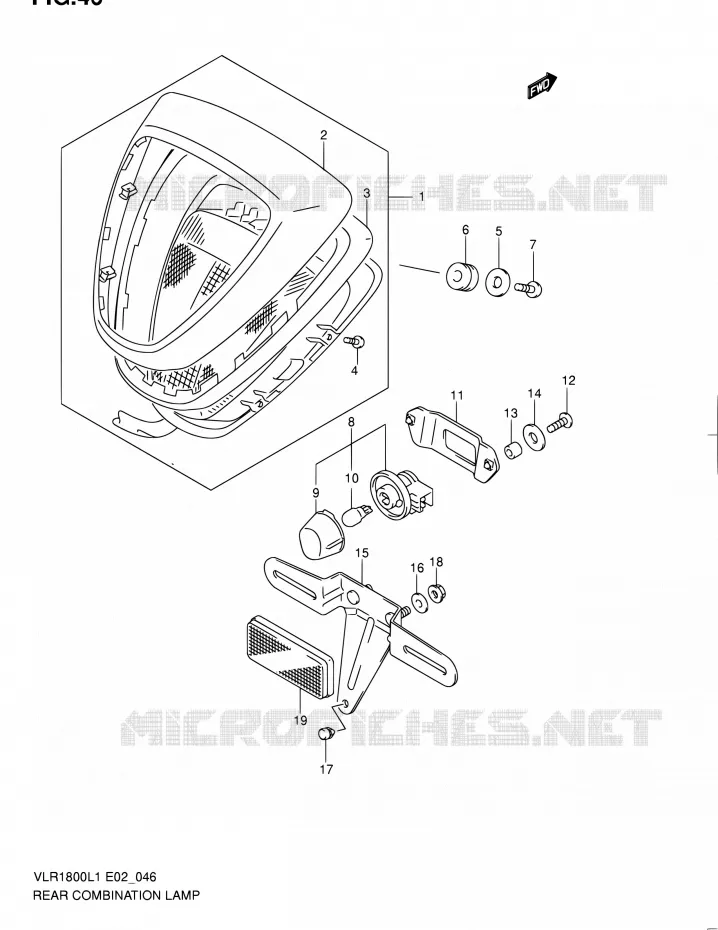 REAR LAMP (VLR1800L1 E02) Suzuki MOTO 1800 INTRUDER 2011  VLR1800L1(E19)