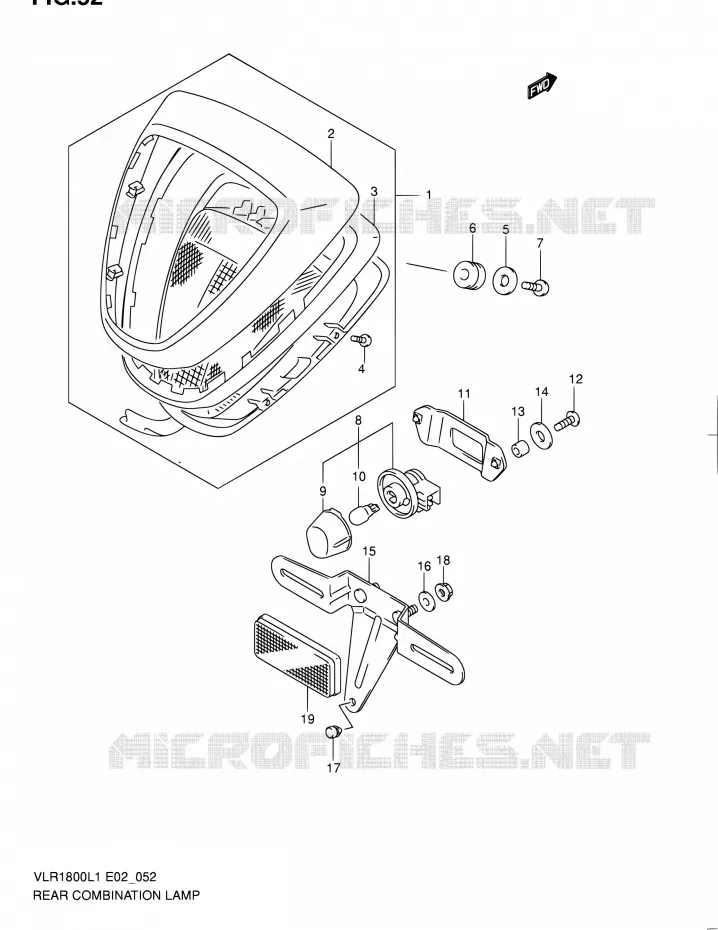 REAR LAMP (VLR1800UFL1 E19) Suzuki MOTO 1800 INTRUDER 2011  VLR1800L1(E19)