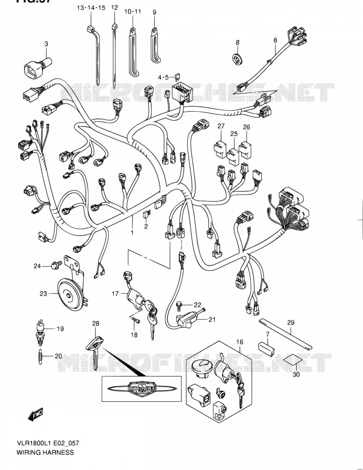 WIRING HARNESS (VLR1800TL1 E19) Suzuki MOTO 1800 INTRUDER 2011  VLR1800L1(E19)