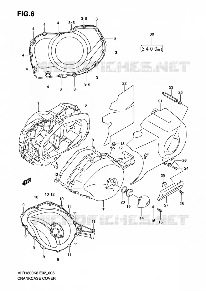 CRACKCASE COVER Suzuki MOTO 1800 BOULEVARD 2008  VLR1800UFK8