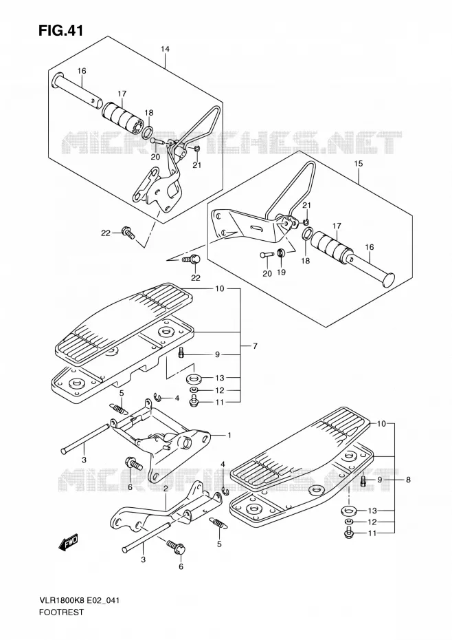 FOOTREST (WITHOUT VLR1800TK9/TL0 E24) Suzuki MOTO 1800 BOULEVARD 2008  VLR1800UFK8