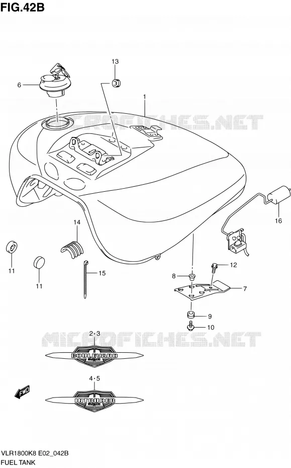 FUEL TANK (VLR1800L0/UFL0) Suzuki MOTO 1800 BOULEVARD 2008  VLR1800UFK8