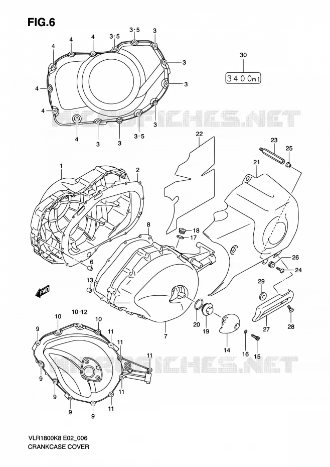 CRACKCASE COVER Suzuki MOTO 1800 INTRUDER 2009  VLR1800UFK9