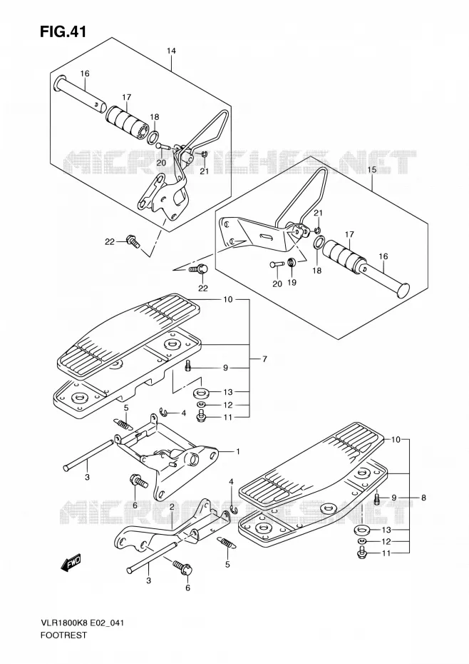FOOTREST (WITHOUT VLR1800TK9/TL0 E24) Suzuki MOTO 1800 INTRUDER 2011  VLR1800UFK9