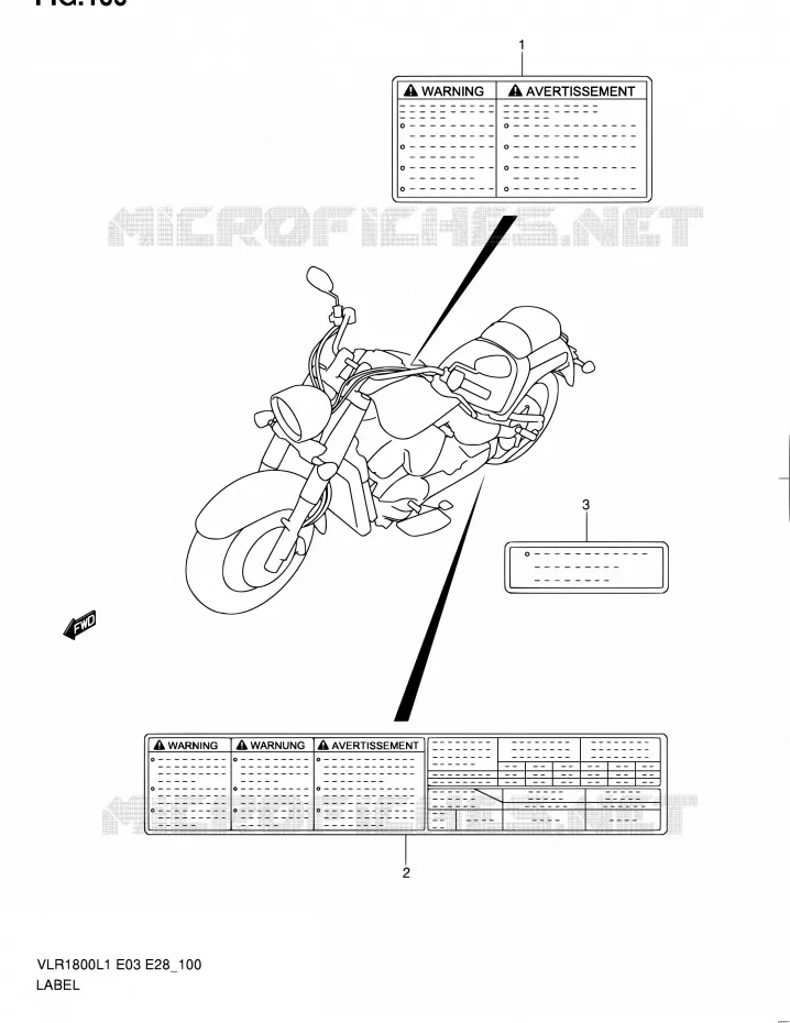 LABEL (VLR1800L1 E28) Suzuki MOTO 1800 BOULEVARD 2011  VLR1800 L1/VLR1800T L1 (E03,E28,E33)