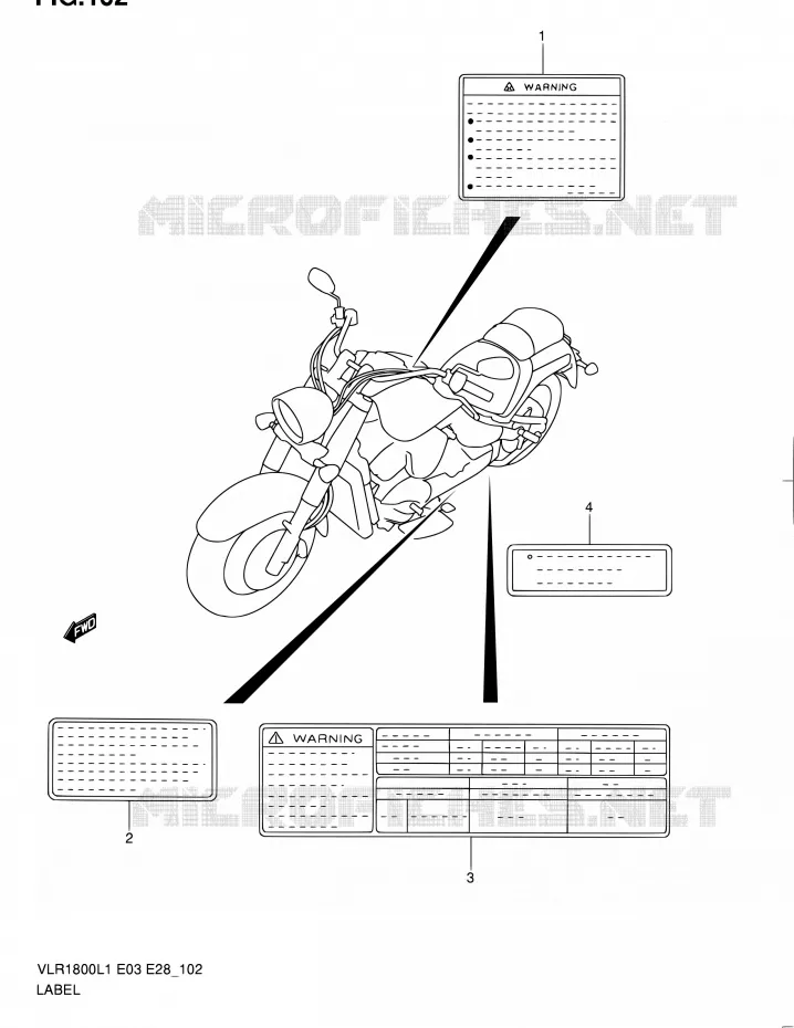 LABEL (VLR1800TL1 E03) Suzuki MOTO 1800 BOULEVARD 2011  VLR1800 L1/VLR1800T L1 (E03,E28,E33)