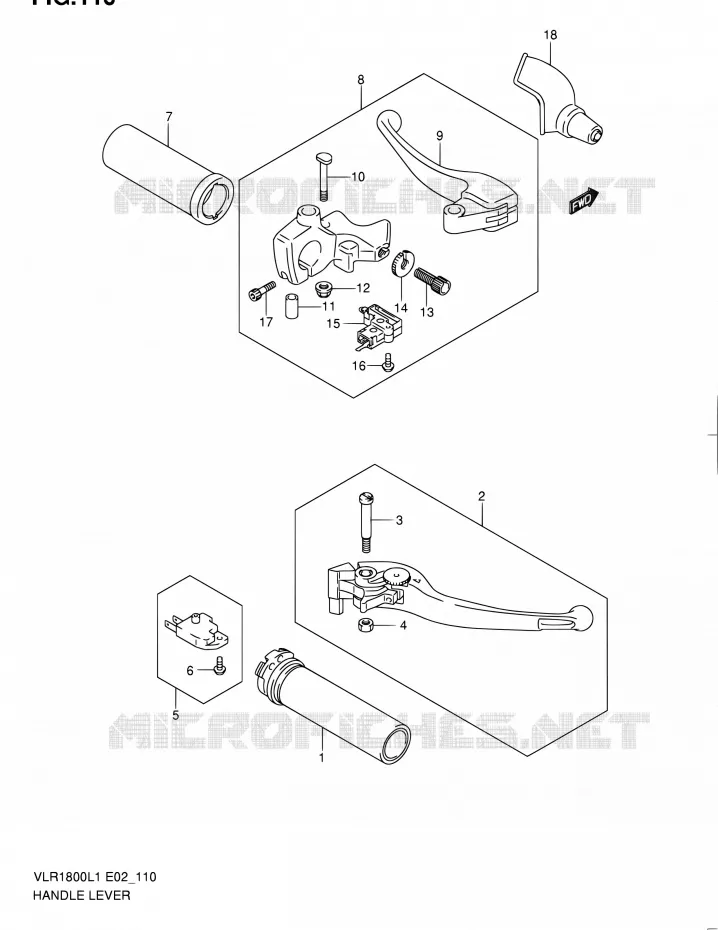 HANDGRIPS - LEVERS  Suzuki MOTO 1800 INTRUDER 2011  VLR1800L1/VLR1800TL1(E24)