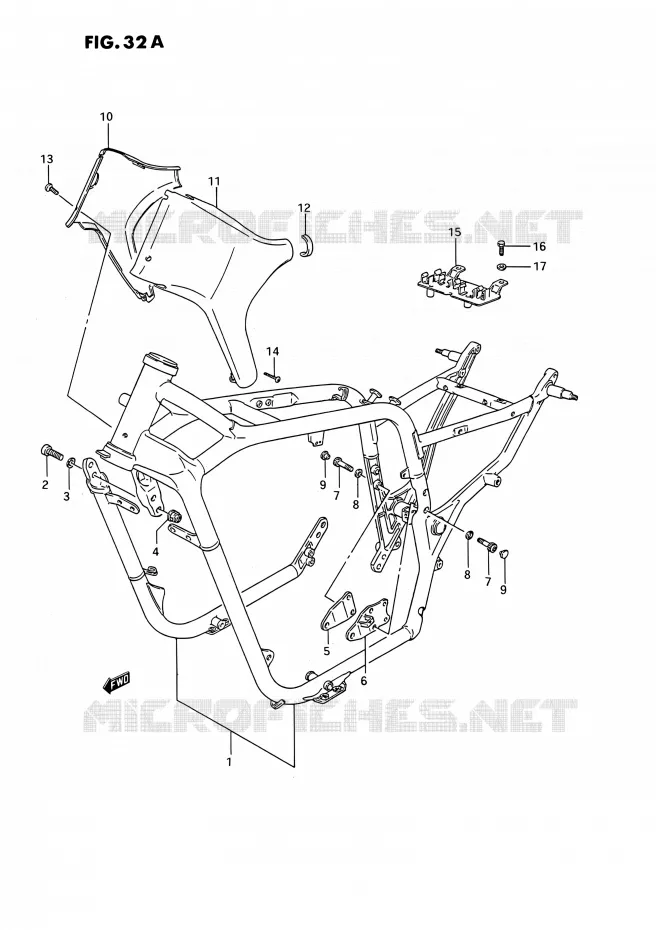 FRAME (MODELE K/L/M/N/P/R) Suzuki MOTO 1400 INTRUDER 1990  VS1400GLPL/VS1400GLFL(E01,E04,E17,E21,E22,E39)