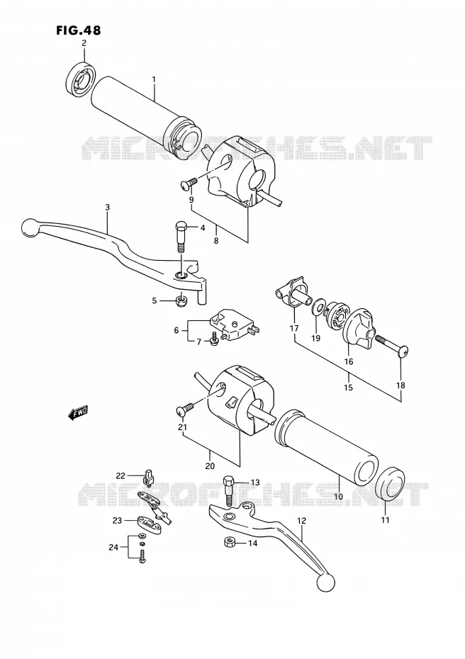SWITCHES (MODELE K/L/M/N/P/R) Suzuki MOTO 1400 INTRUDER 1993  VS1400GLPP/VS1400GLFP(E01,E04,E17,E21,E22,E24,E34)