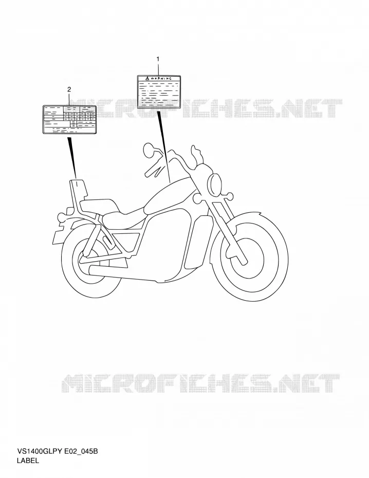 WARNING LABEL (MODELE K2/K3) Suzuki MOTO 1400 INTRUDER 2002  VS1400GLPK2(E17,E22,E34)