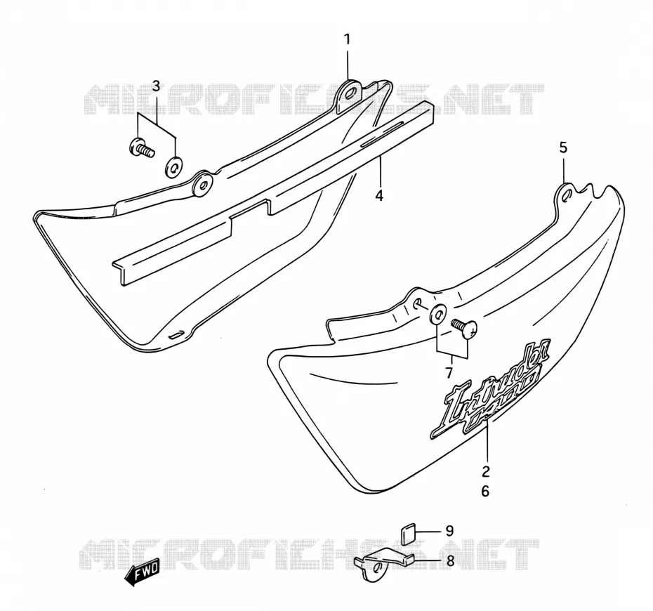 FAIRING  (MODELE N/P/R) Suzuki MOTO 1400 INTRUDER 1990  VS1400GLP P/VS1400GLF P (E03,E28,E33)