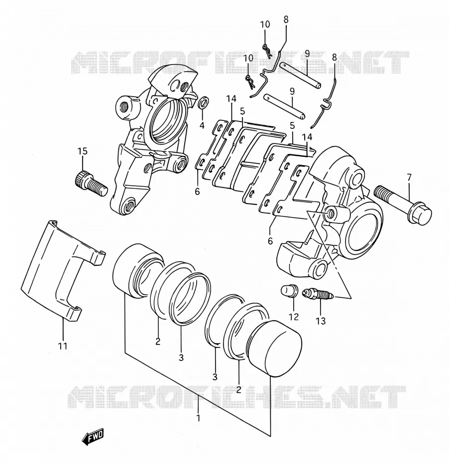 REAR CALIPER (MODELE P/R/S) Suzuki MOTO 1400 INTRUDER 1990  VS1400GLP P/VS1400GLF P (E03,E28,E33)