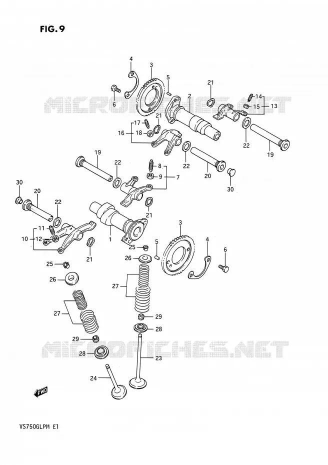 CAMSHAFT - VALVES Suzuki MOTO 750 INTRUDER 1985  VS750GLF(E02)