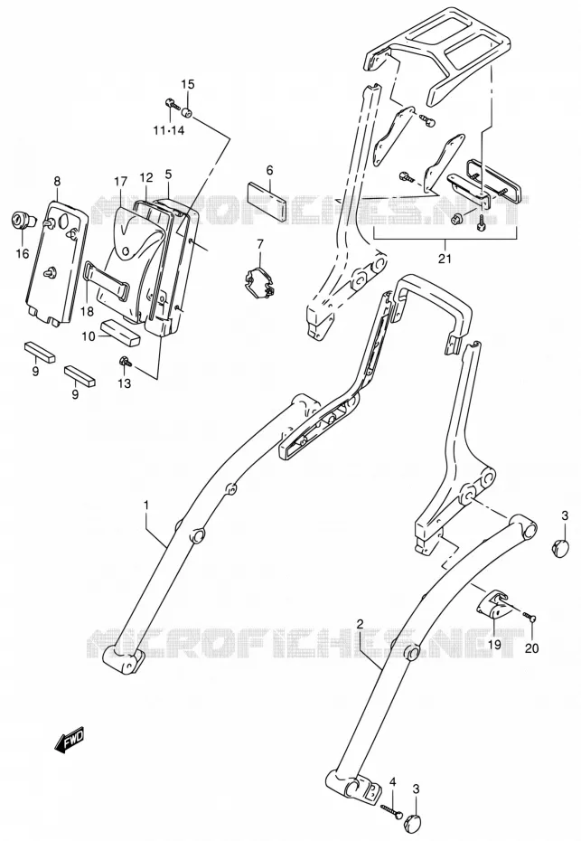 FRAME HANDLE GRIP (MODELE N/P/R) Suzuki MOTO 800 INTRUDER 1993  VS800GL P (E02,E04,E17,E18,E21,E22,E25,E34,E53)