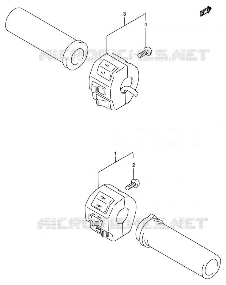 SWITCHES (MODELE N/P/R) Suzuki MOTO 800 INTRUDER 1993  VS800GL P (E02,E04,E17,E18,E21,E22,E25,E34,E53)