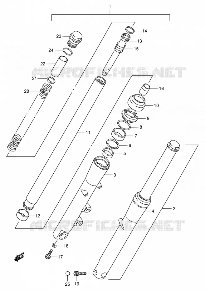 FRNT FORK (MODELE N/P/R/S) Suzuki MOTO 800 INTRUDER 1992  VS800GL N (E03,E28,E33)