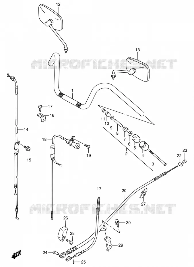 HANDELBAR (MODELE N/P/R) Suzuki MOTO 800 INTRUDER 1992  VS800GL N (E03,E28,E33)