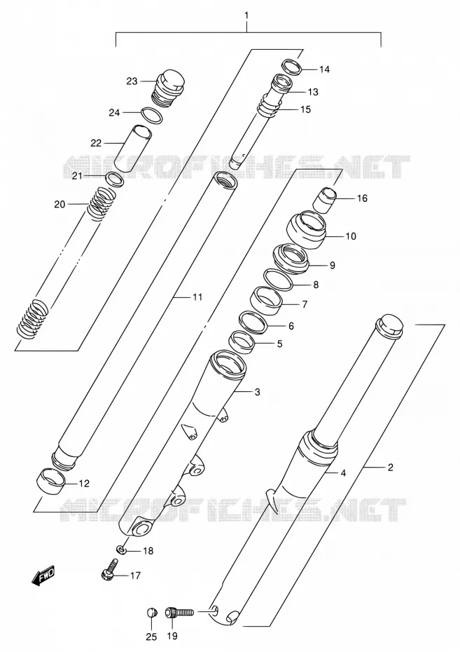 FRNT FORK (MODELE N/P/R/S) Suzuki MOTO 800 INTRUDER 1993  VS800GL P (E03,E28,E33)