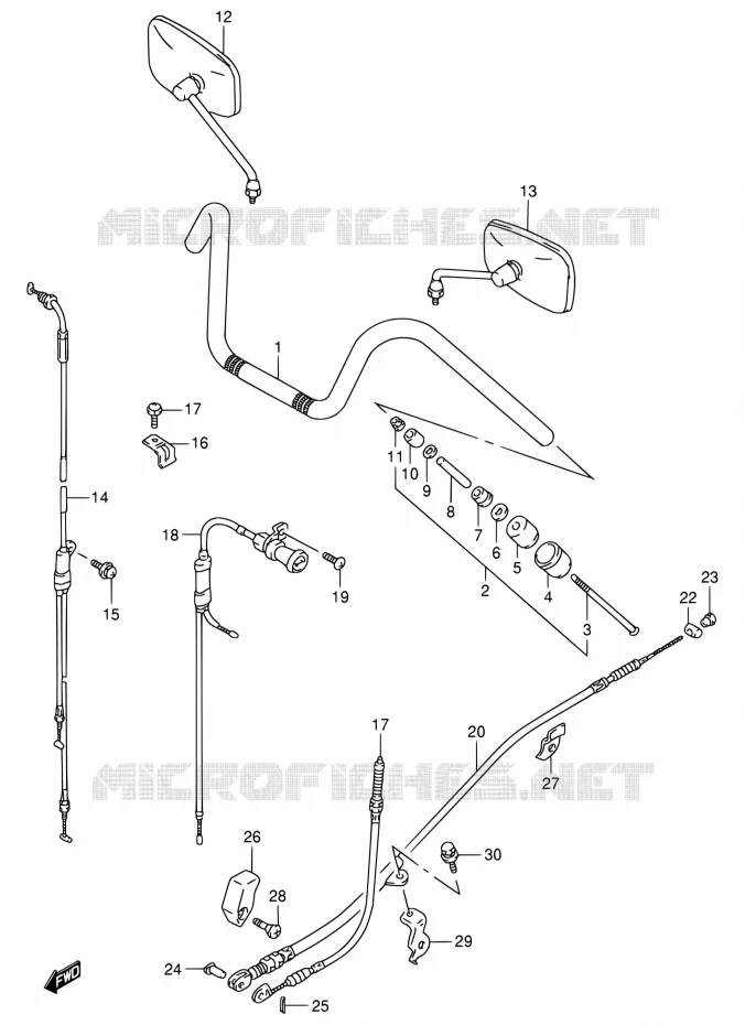HANDELBAR (MODELE N/P/R) Suzuki MOTO 800 INTRUDER 1993  VS800GL P (E03,E28,E33)