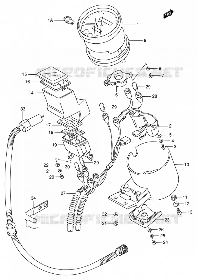 SPEEDOMETER (MODELE N/P/R/S) Suzuki MOTO 800 INTRUDER 1993  VS800GL P (E03,E28,E33)