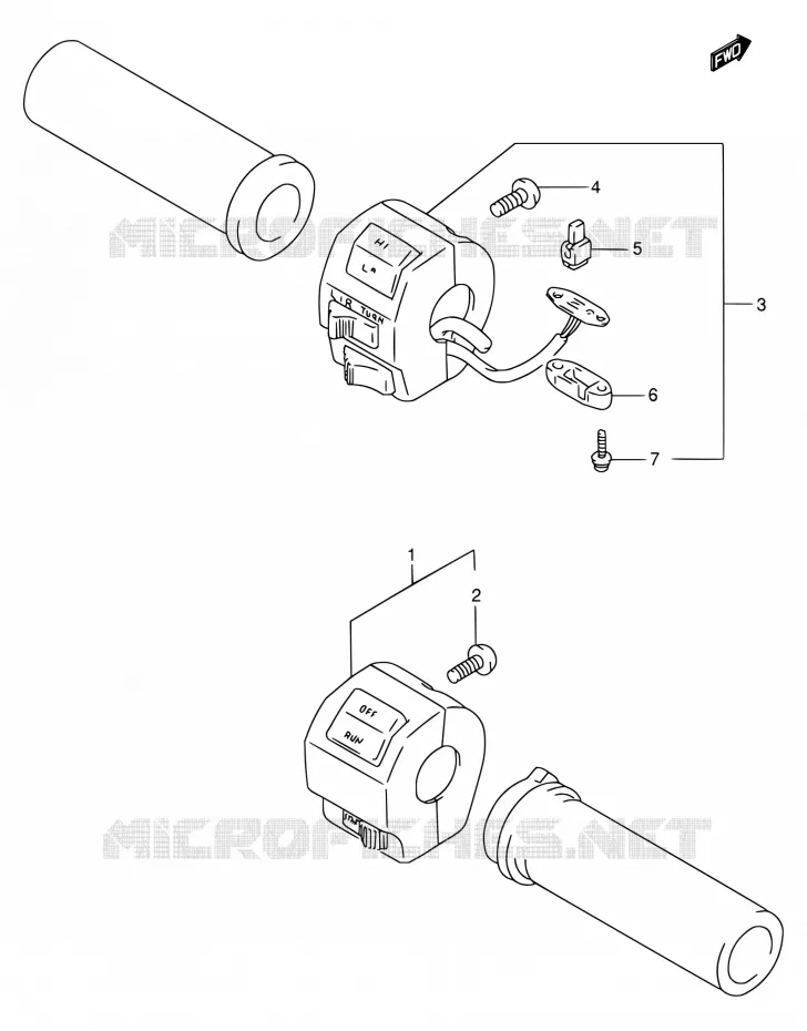 SWITCHES (MODELE N/P/R) Suzuki MOTO 800 INTRUDER 1993  VS800GL P (E03,E28,E33)