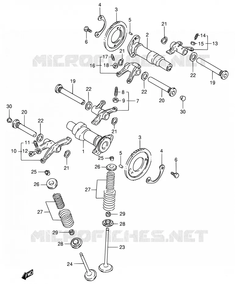 CAMSHAFT - VALVES Suzuki MOTO 800 INTRUDER 1994  VS800GL R (E03,E28,E33)