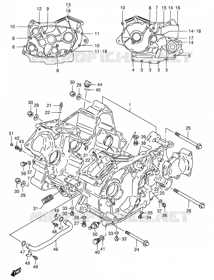 CRACKCASE COVER Suzuki MOTO 800 INTRUDER 1994  VS800GL R (E03,E28,E33)