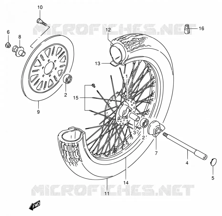 FRONT WHEEL Suzuki MOTO 800 INTRUDER 1994  VS800GL R (E03,E28,E33)