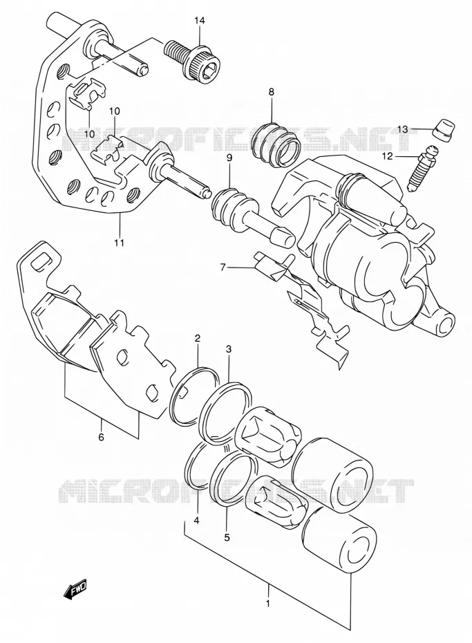 FRONT CALIPER (MODELE L/M/N/P/R) Suzuki MOTO 800 VX 1990  VX800 L/VX800U L