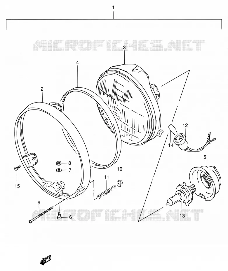 HEAD LAMP (MODEL P/R E02,E24) Suzuki MOTO 800 VX 1991  VX800 M/VX800U M