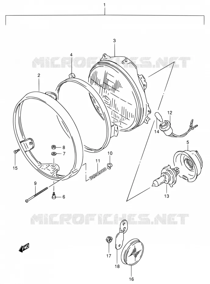 HEAD LAMP (MODEL P/R EXCEPT E02,E24) Suzuki MOTO 800 VX 1992  VX800 N/VX800U N