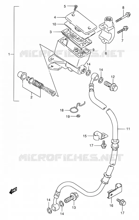 FR. MASTER CYLINDER (MODELE P/R/T) Suzuki MOTO 800 VX 1993  VX800 P/VX800U P