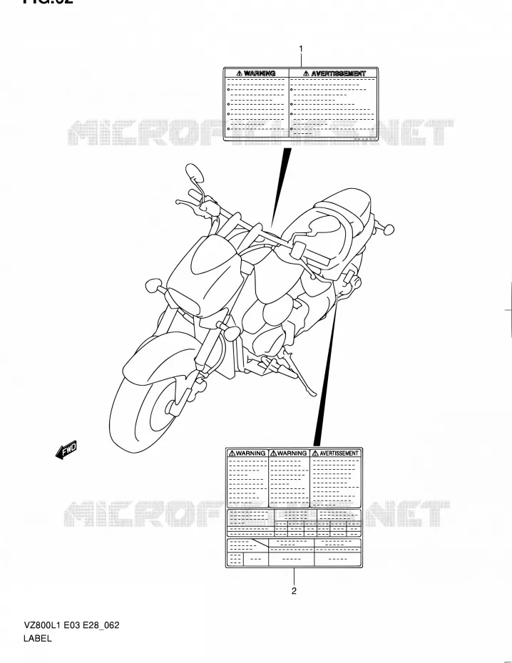 LABEL (VZ800L1 E28) Suzuki MOTO 800 BOULEVARD 2011  VZ800 L1 (E03,E28,E33)