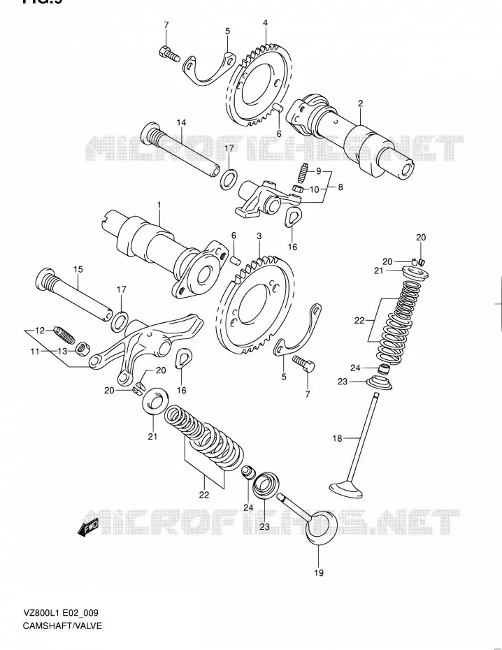 CAMSHAFT - VALVES Suzuki MOTO 800 BOULEVARD 2011  VZ800L1(E19)