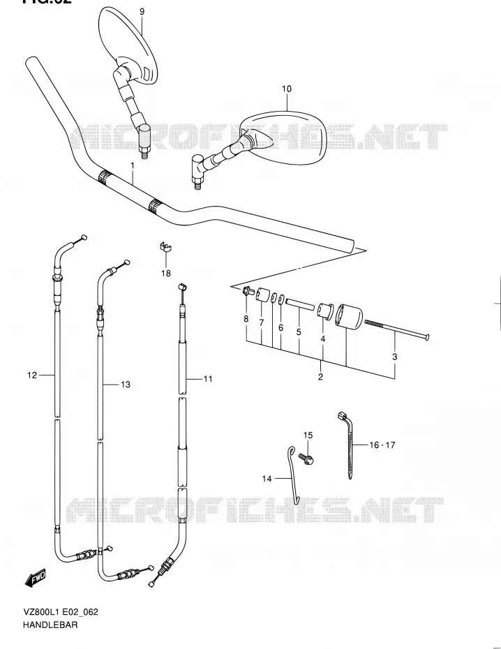 HANDELBAR (VZ800L1 E02) Suzuki MOTO 800 BOULEVARD 2011  VZ800L1(E02)